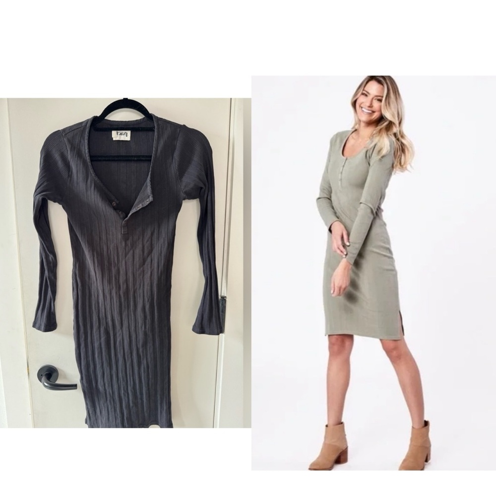 Dark Gray Pact henley dress